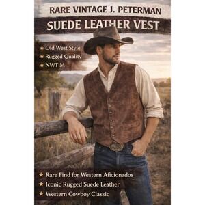 NWT VINTAGE The J. Peterman Company Brown Leather Vest Western RARE Find